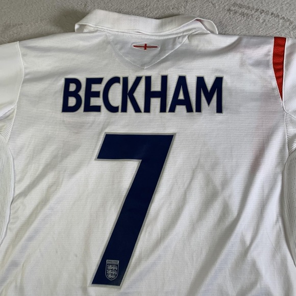 England National Team Shirt Jersey Mens L White Soccer Umbro Beckham Home Static - Picture 13 of 15
